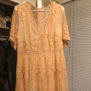 Haute Monde Light My Fire Lace Dress in Peach